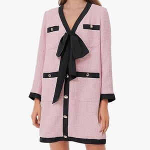 NWOT Women’s Pink V Neck Tweed Dress Size Small